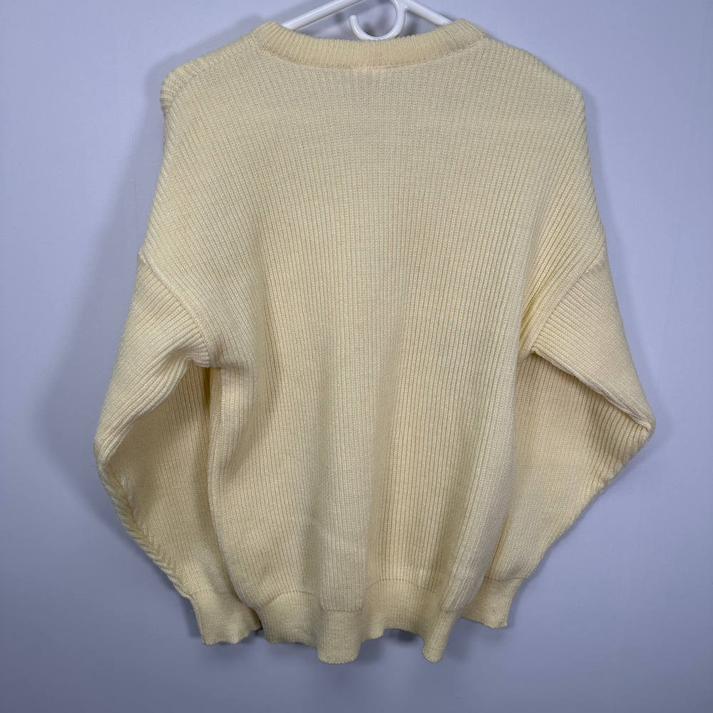 Vintage 80s Golden Girls Pastel Yellow Knit Sequin Crewneck Sweater Medium - Picture 5 of 5